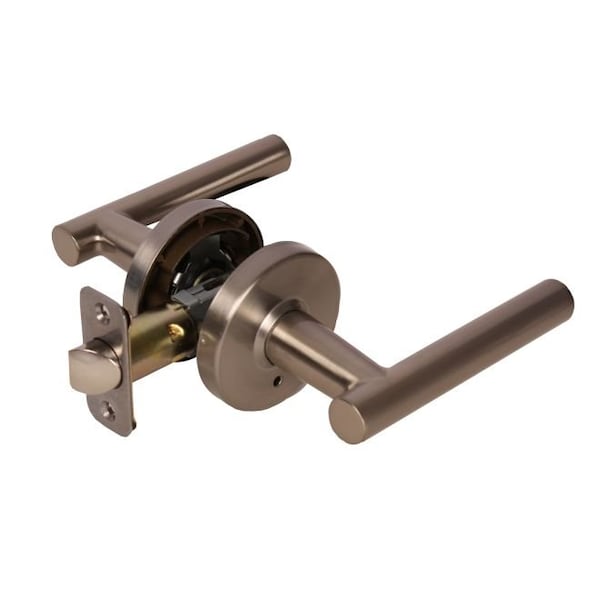 Pamex Mira Lever with Round Rose Privacy Lockset Grade 3 Satin Nickel Finish FLTP08C - main